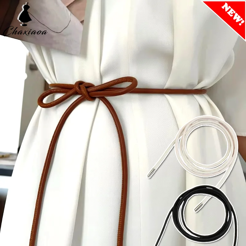 2025 New Round Leather Rope Thin Belt Women Fashion Decorative Knotted Waist Rope Skirt Decorative Coat Sweater Strap