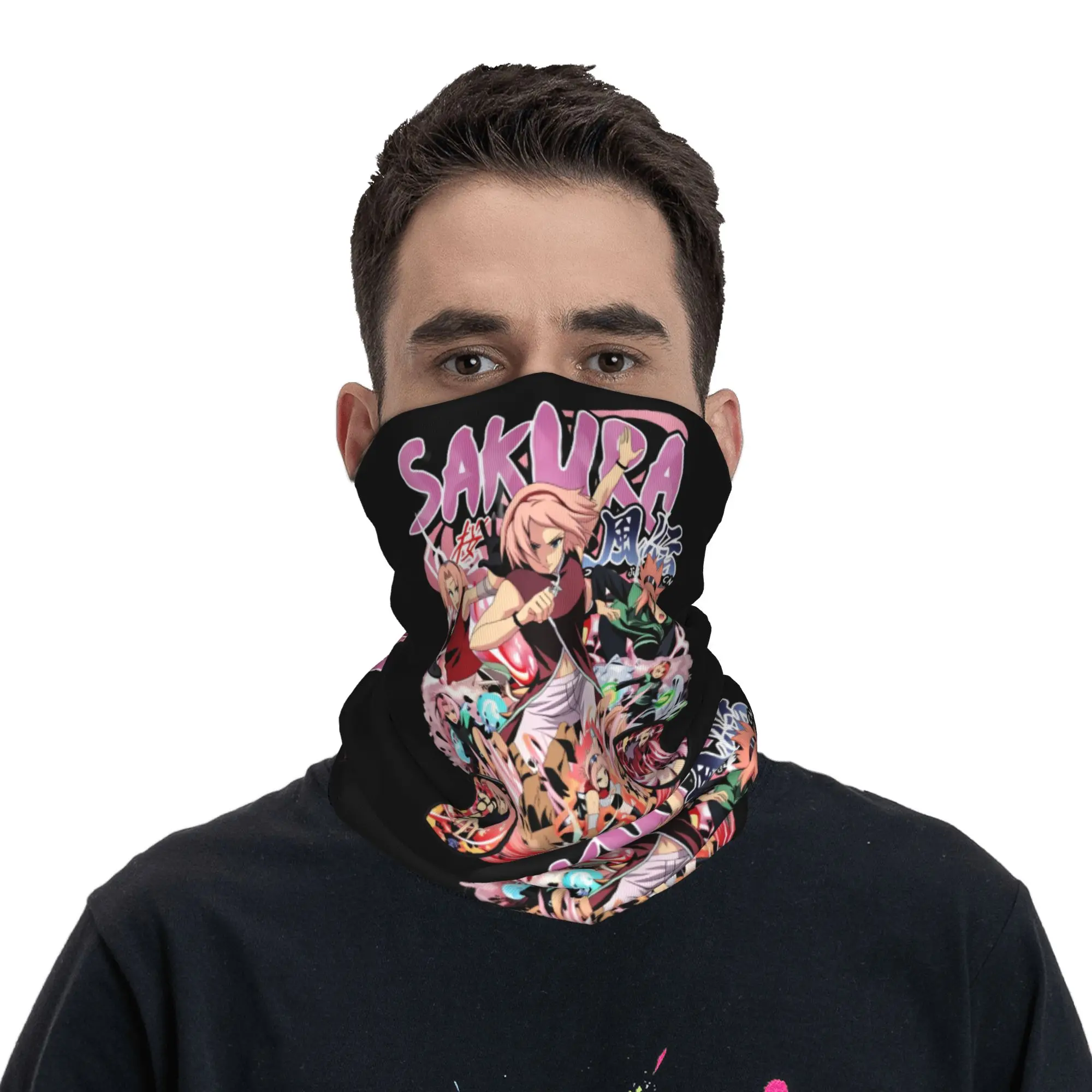 Бандана-балаклава Sakura Haruno N-Naruto: Ветрозащитный шарф-маска для лица, головной убор для мужчин и женщин, аниме-аксессуар