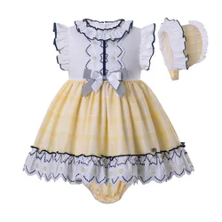Pettigirl Elegant Baby Sets 3 in 1 Hat Short Pant Dresses for Children Kid Clothes Girls Newborn Spring Age 6-24M