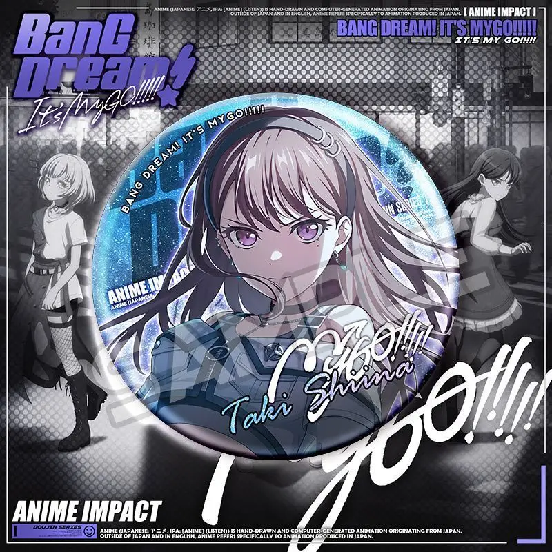 BanG Dream It's MyGO شارات كرتونية عصرية لشخصية أنيمي تاكاماتسو توموري أنون شيهايا ليزر صفيح دبابيس حقيبة الديكور