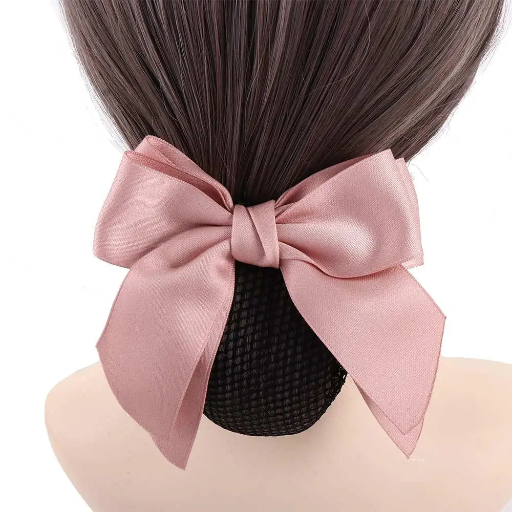 Elegant Headwear Female Hotel Bowknot Nurse Hairgrips Cover Net Korean Bun Snood Ponytail Clip Women Spring Clip