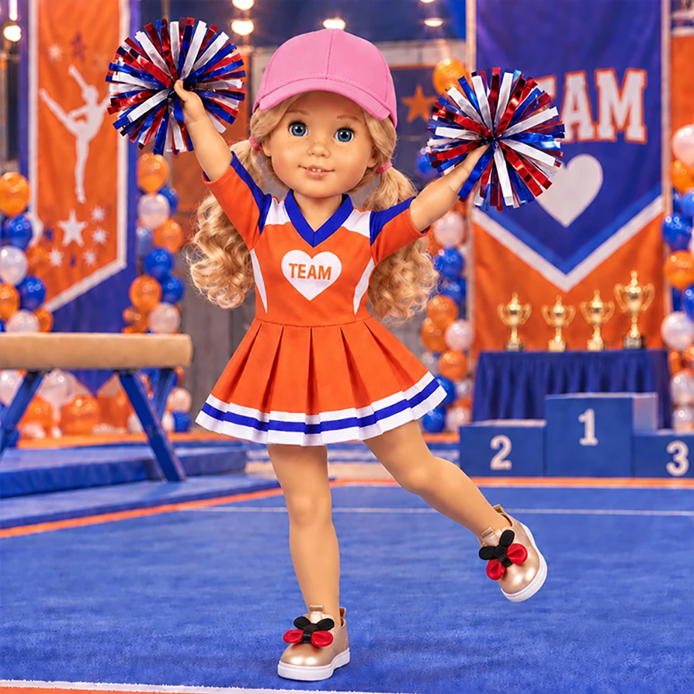Football Soccer/Cheerleading Uniform For 43cm Baby Doll Clothes Accessories&18Inch American Doll Sportswear Girl's Toys