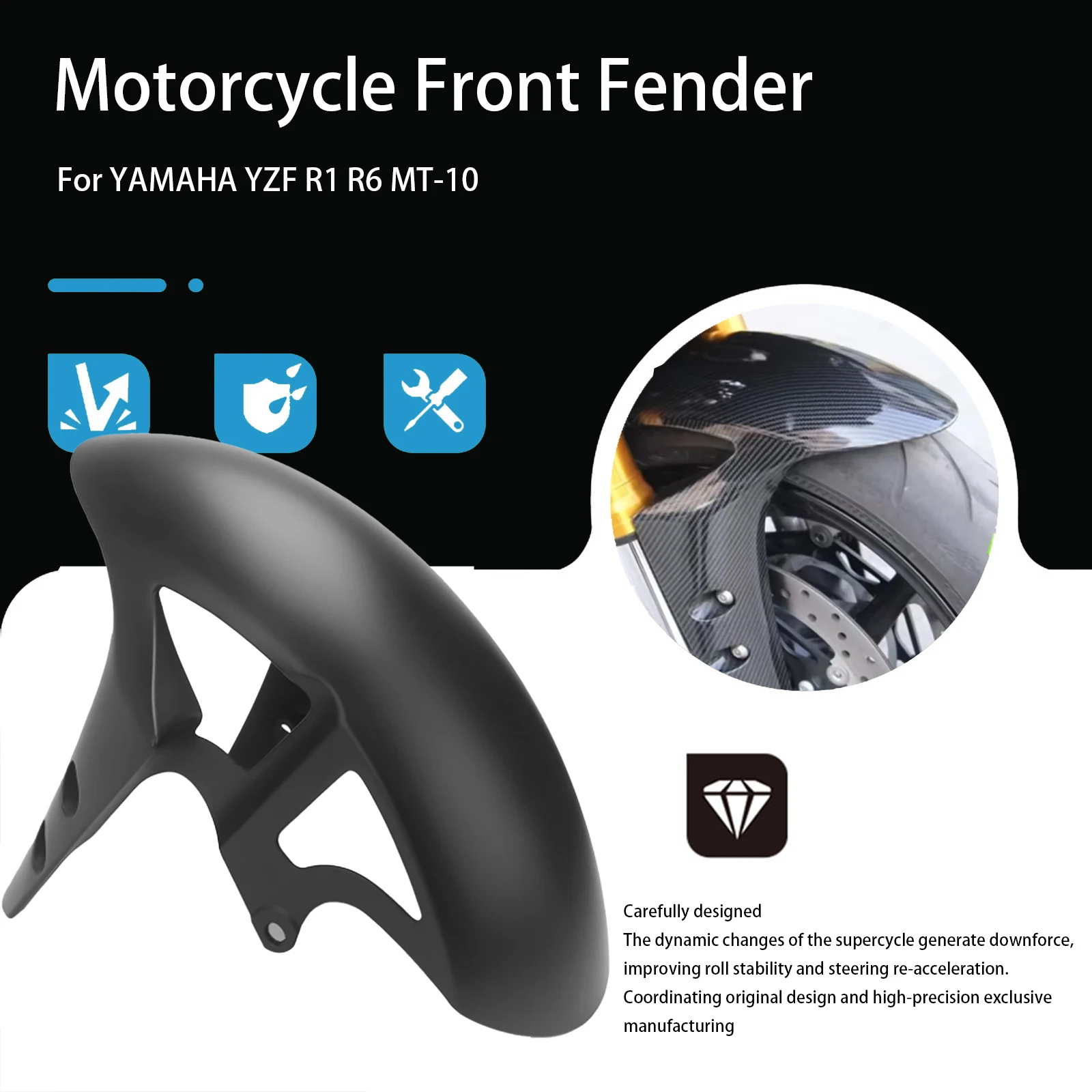 

Motorcycle Front Fender Splash ABS Carbon Fiber Pattern For Yamaha YZFR1 R1 2015-2022 YZFR6 R6 2017-2021 MT-10 2016-2018