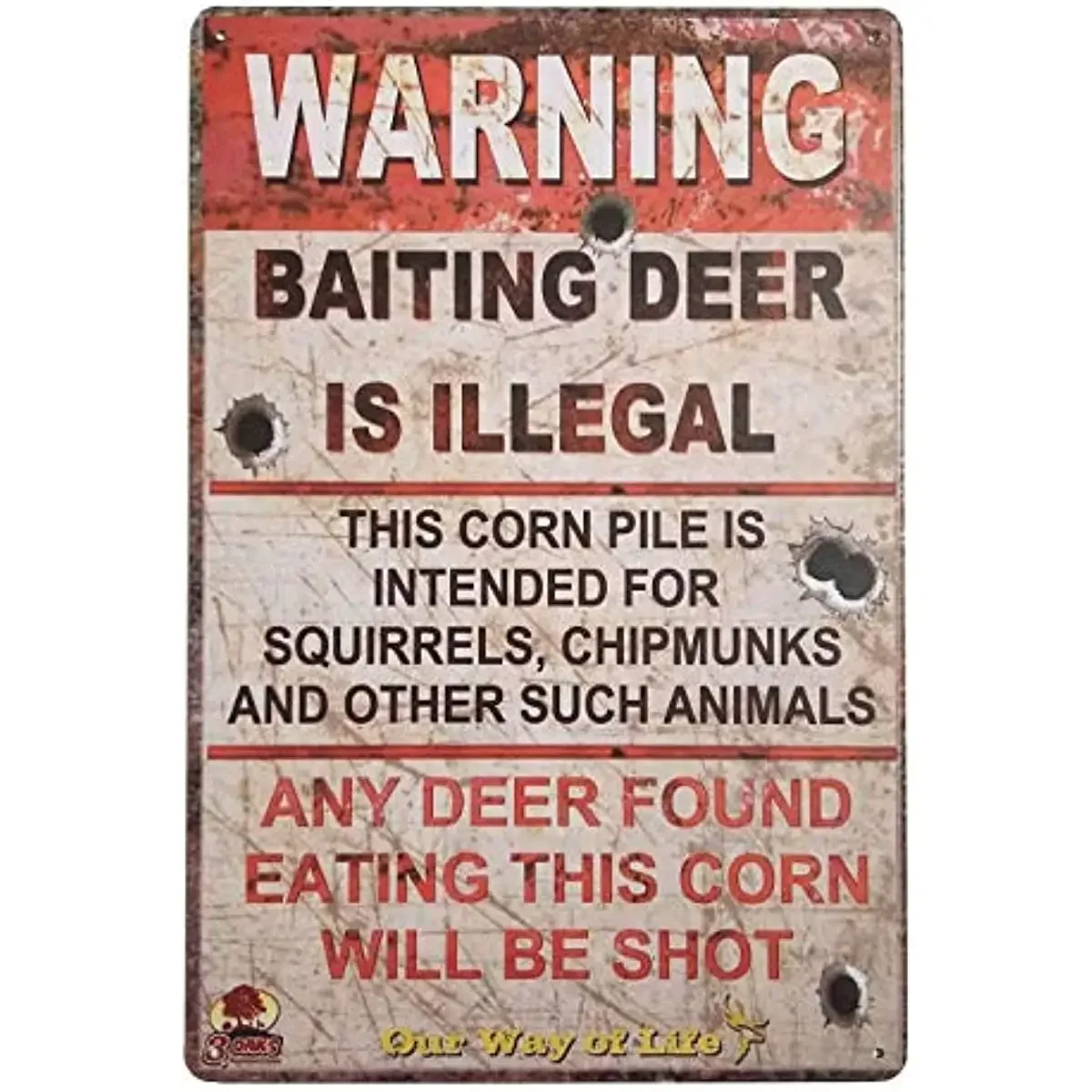 Metal Warning Baiting Deer is Illegal Retro Vintage Metal Tin Sign Poster Wall Art Pub Bar Decor 12 x 8 inches