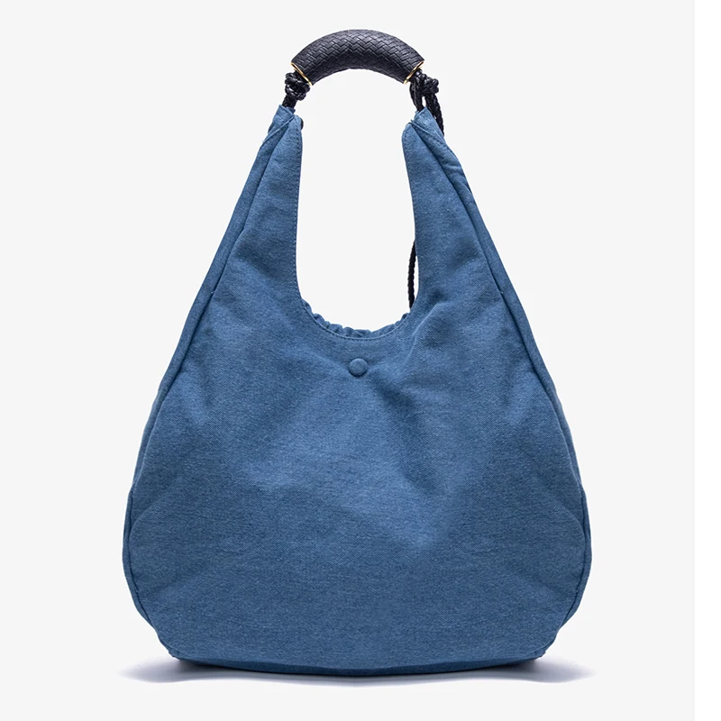 Drawstring Bucket Bags For Women Luxury Designer Handbags Purses 2024 New In Fashion Denim Large Capacity Pleated Shoulder Tote