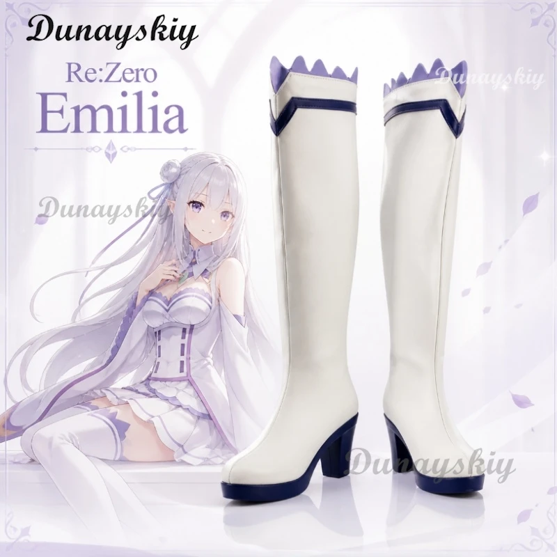 Stylish Character Matching High Heel Boots Designed For Re Zero Emilia Perfect For Fancy Dress Up And Cos Show