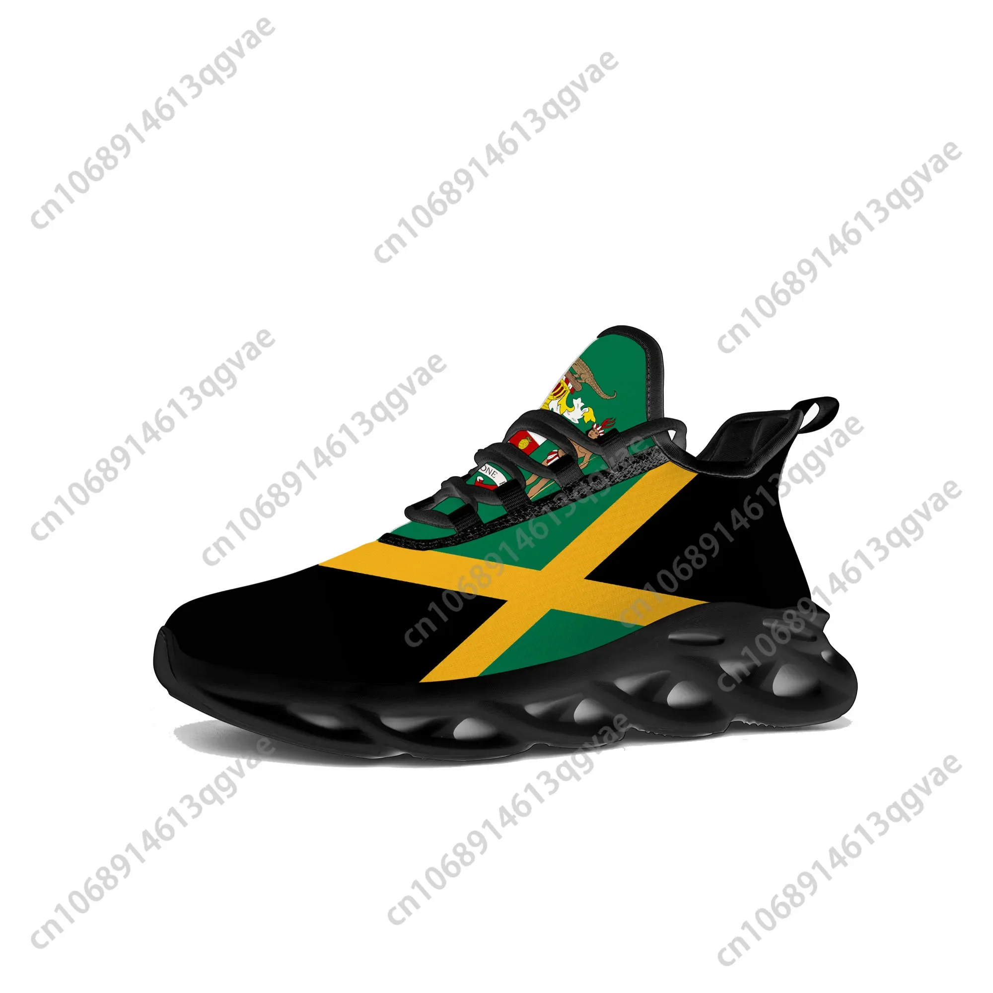 

Jamaican Flag Flats Sneakers Mens Womens Sports Jamaica Shoes Sneaker Lace Up Mesh Footwear Tailor-made Shoe Black