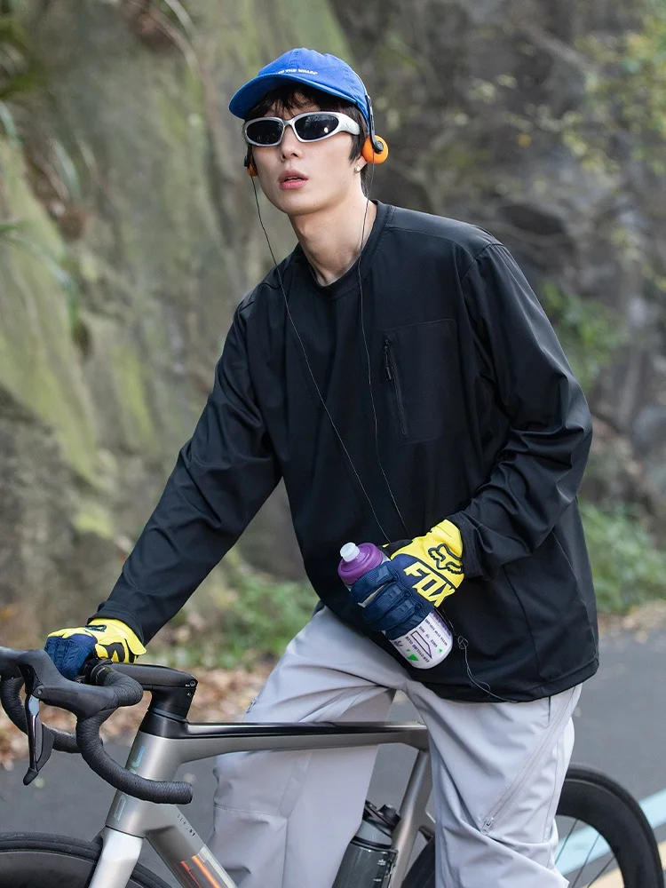 

Qui Dry Moisture ng Long Sve Marathon Fitn Cycling Men's T-irt Spring 2025 New Arrival Loose Fit round Ne