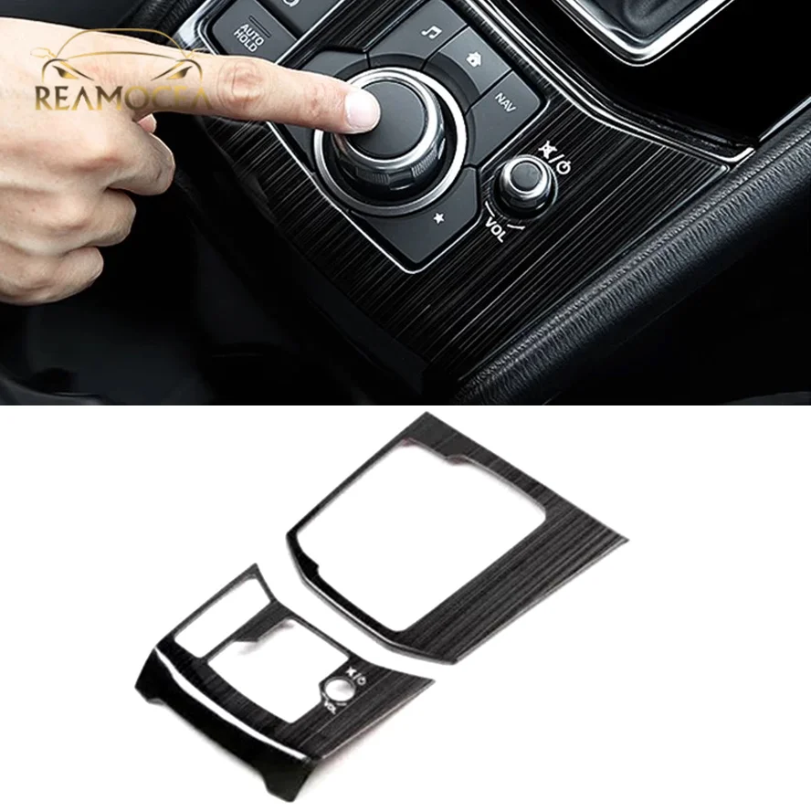 

Reamocea 2Pcs Metal Knob Gear Shift Box Cover Moulding Trim Decoration Frame Interior Accessories For Mazda CX-5 CX5 2017-2022