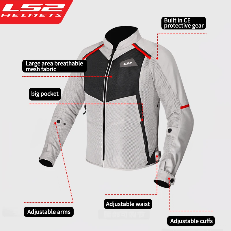 Original LS2 Motorcycle Jacket LS2 BREEZE Summer Breathable