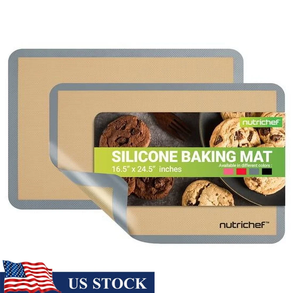 

Non-Stick Silicone Baking Mats Set of 2 Food-Grade Oven Safe Baking Sheets 24.4 x 16.5 Inch Heat Resistant Easy Clean