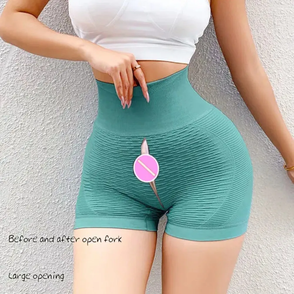 Open Crotch Peach Hip Yoga Lingerie Women Fitness Shorts Running Outdoors Sex Tights Exotic Hotpants Push Up Casual Streetwear