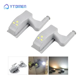 2pcs Universal LED Cabinet Light Hinge Sensor Light Cupboard Inner Hinges Lamp Kitchen Bedroom Wardrobe Night Light White Warm