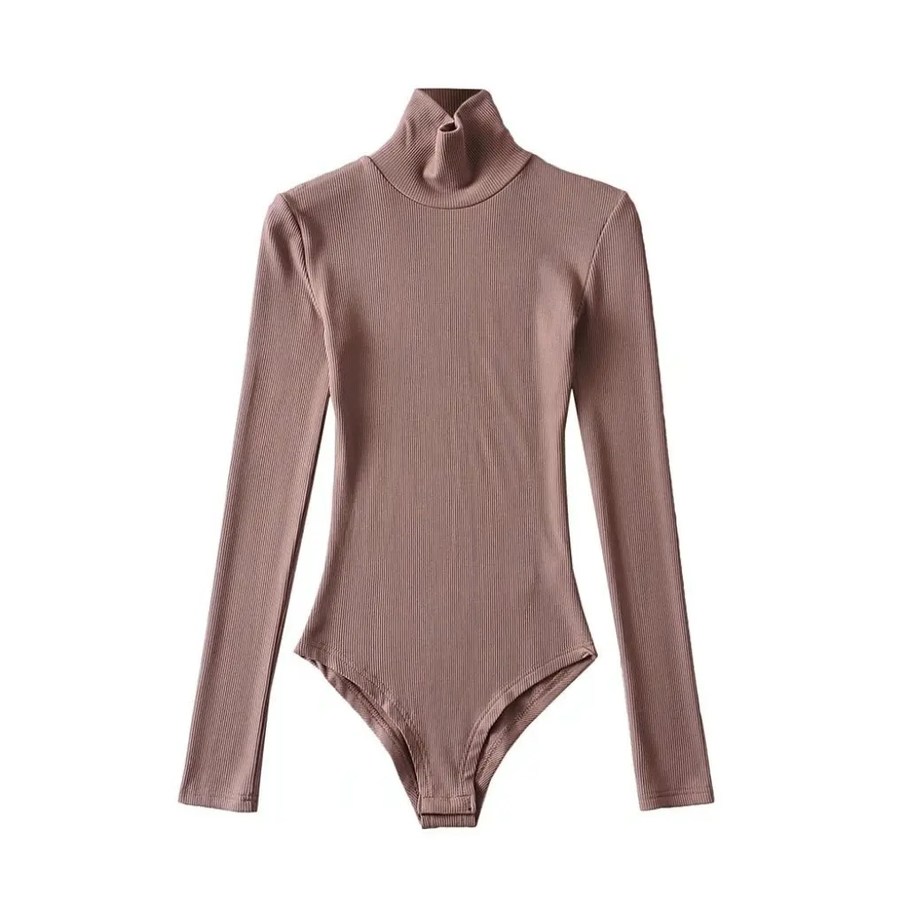 

YPFF Women's High Collar Fleece Long-Sleeved T-Shirt Slim-fit Solid Color European And American Style Autumn Top