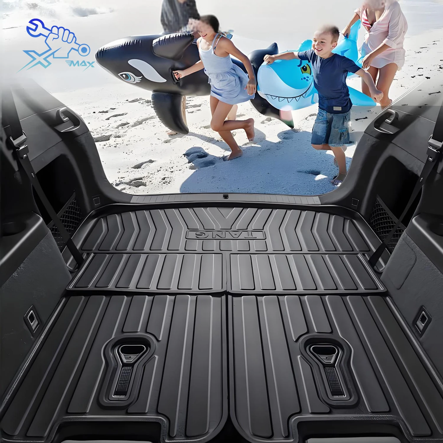 For BYD TANG DMP 6-Seats TPE Car Trunk Mat Custom Fit Trunk Liner All Season Cargo Mat Trunk Protection Mat Waterproof