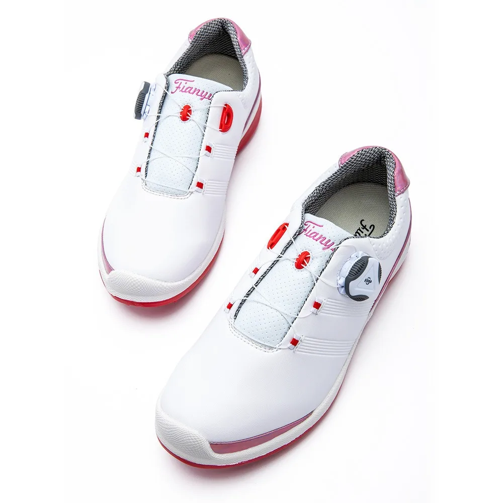 TTYGJ Golf Shoes Women\'s Waterproof Sports Shoes Women Anti Slip Walking Shoes Ladies Waterproof Golf Sneakers Knob Buckle