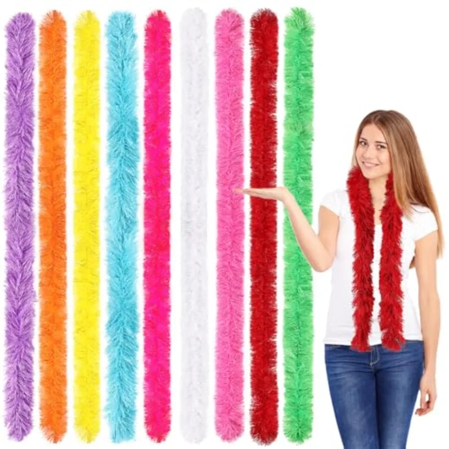 

9pcs Feather Boas 5ft Artificial Fluffy Boas Bulk for DIY Crafts Wedding Party Christmas Costume Decor