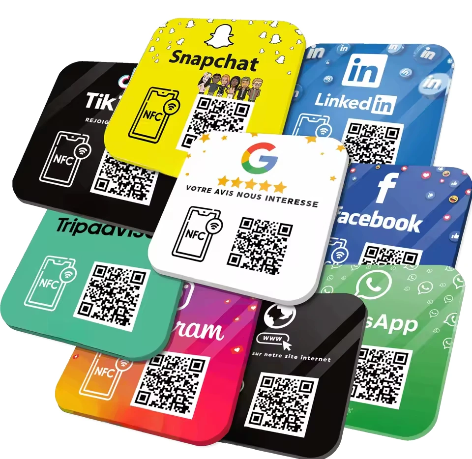 

Customize Various Scan QR Code Sign, Social Media Acrylic Plates, NFC Tap Contactless Google Review Facebook Card Business Decor