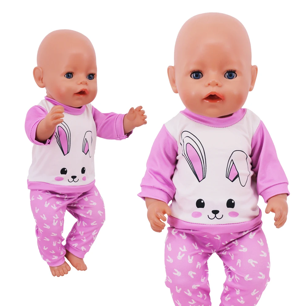Zestaw ubranek dla lalek Kawaii ze wzorem zwierzęcym dla 43 cm lalki Born Baby, 18-calowa amerykańska lalka zabawki dla dziewczynek, prezent na