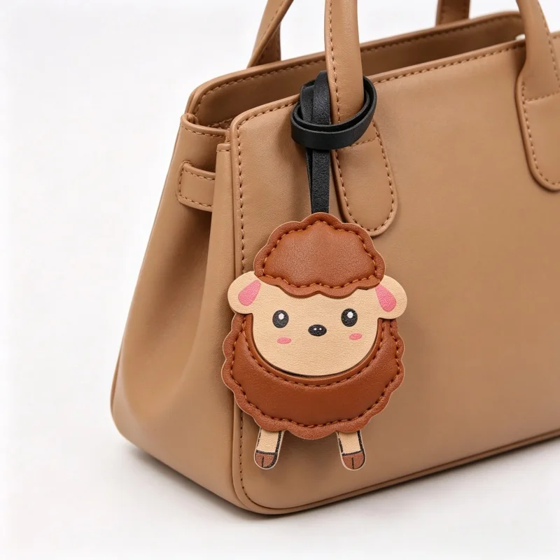 Summer PU Leather Lamb Sheep Backpack Pendant Print Lambkin Decoration Key Chains Suitable For All Kinds Of Bag Pendants