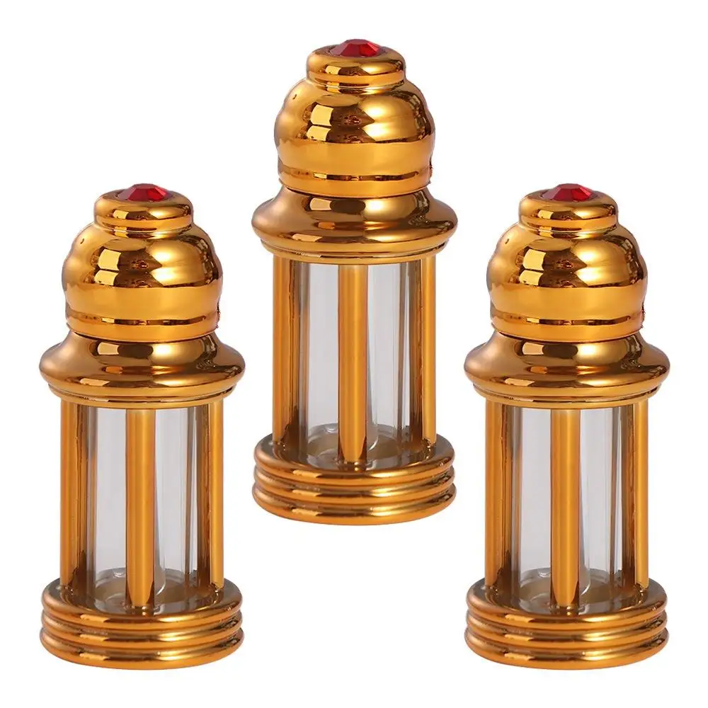 3 garrafas conta-gotas de óleo essencial dos pces 3ml dispensador de perfume vazio do vintage ouro com frascos de teste de amostra de vara de vidro