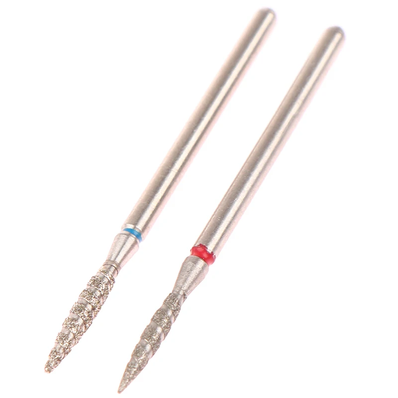 2 Stuks Vlam Cuticula Boor Bit Set Voor Russische Manicure, Veiligheid Diamant Nagel Boor Bit,3/32 ''Elektrische Cuticula Verwijderaar Bit