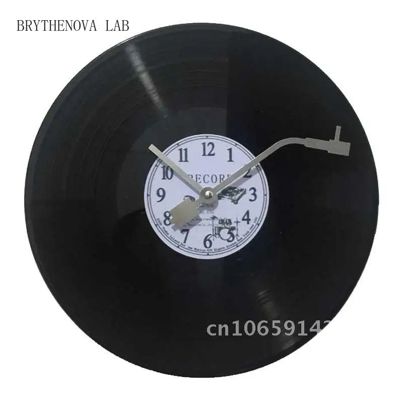 Creative Vinyl Record Wall Clock Graffiti Gift for Study Living Bar Room Round Shape with Pointer Numbers Battery Powered