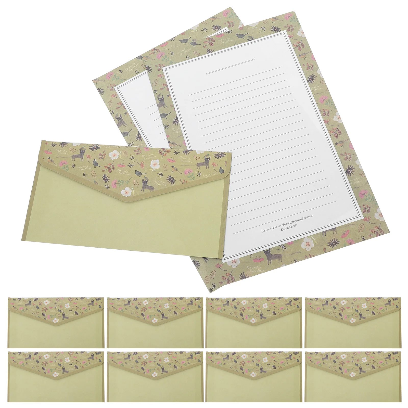 

1 Set Floral Stationery Paper Envelopes Vintage Chinese Style Lined Writing Paper For Wedding Baby Shower Thanksgiving Greeting