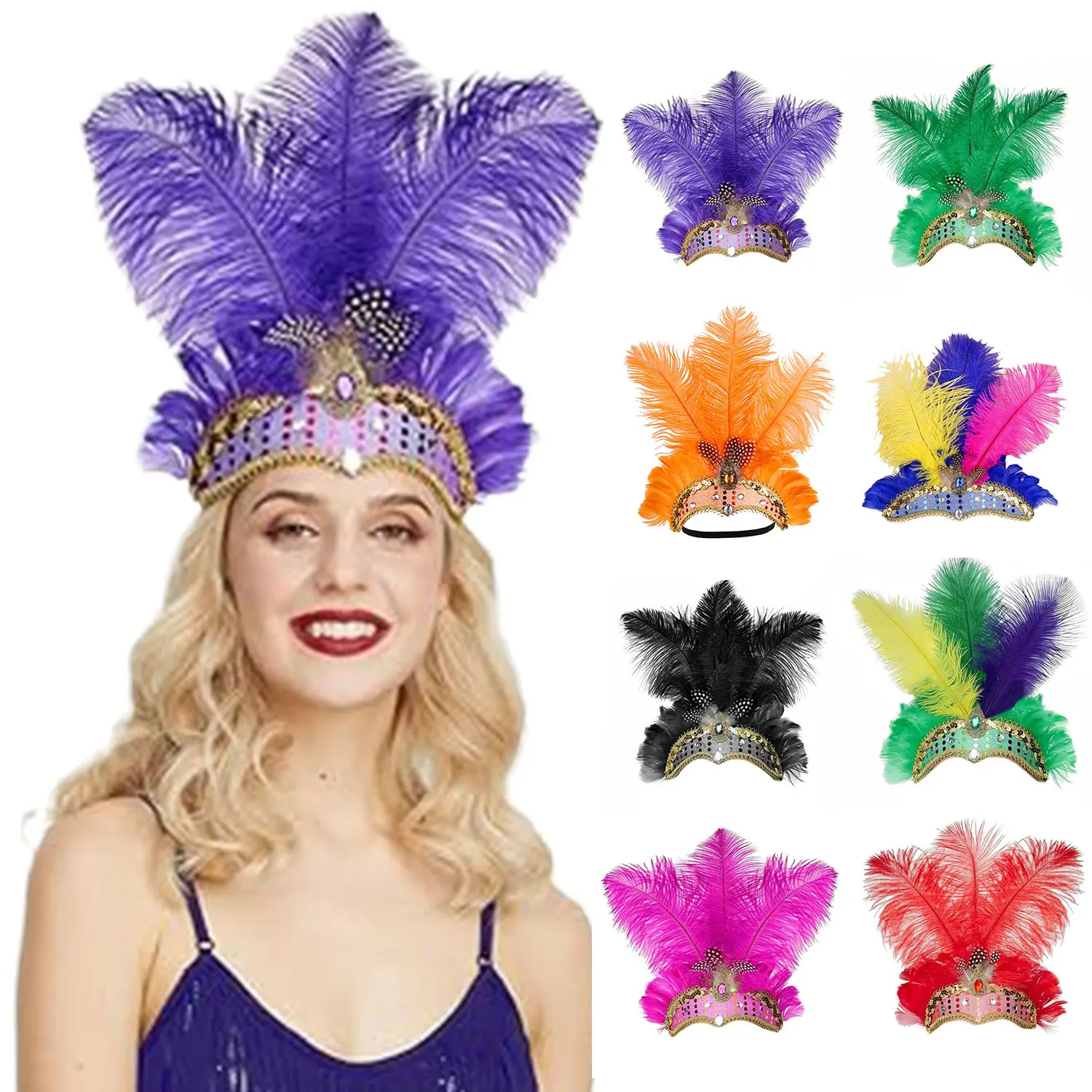 

Разноцветный головной убор с перьями, повязка на голову, женские вечерние аксессуары для волос, необычные головные уборы, очаровательные украшения для волос премиум-класса