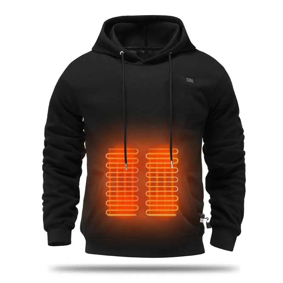 

Men's USB Heated Fleece Hoodie, Warm Outdoor Casual Sweatshirt with Electric Heating Function for Cross-Border Sale