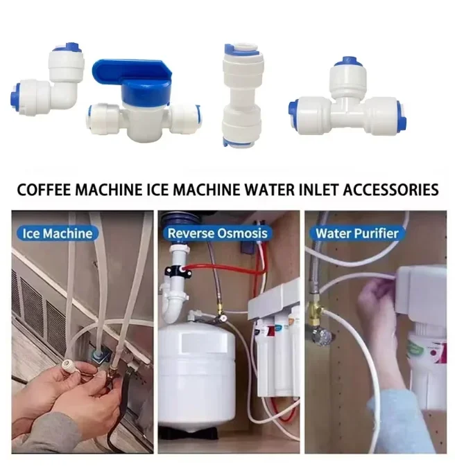 Detalle 4 de Electroválvula Refrigerator Water Supply Hose Kit with Inline Shut Off Valve 5/10M Quick Connect Pipe Fittings for RO Water Filter Ice Maker Otras válvulas