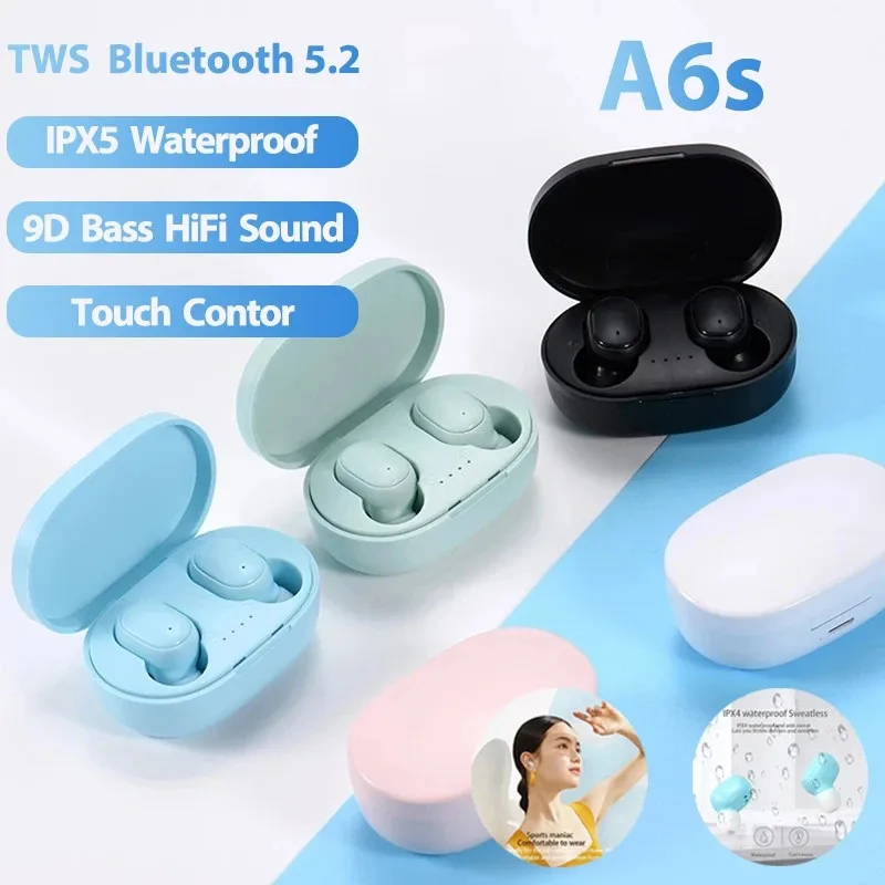 A6S TWS Headset Wireless Earphones Bluetooth Headphones Sport Stereo Fone Bluetooth Earbuds for Xiaomi Huawei