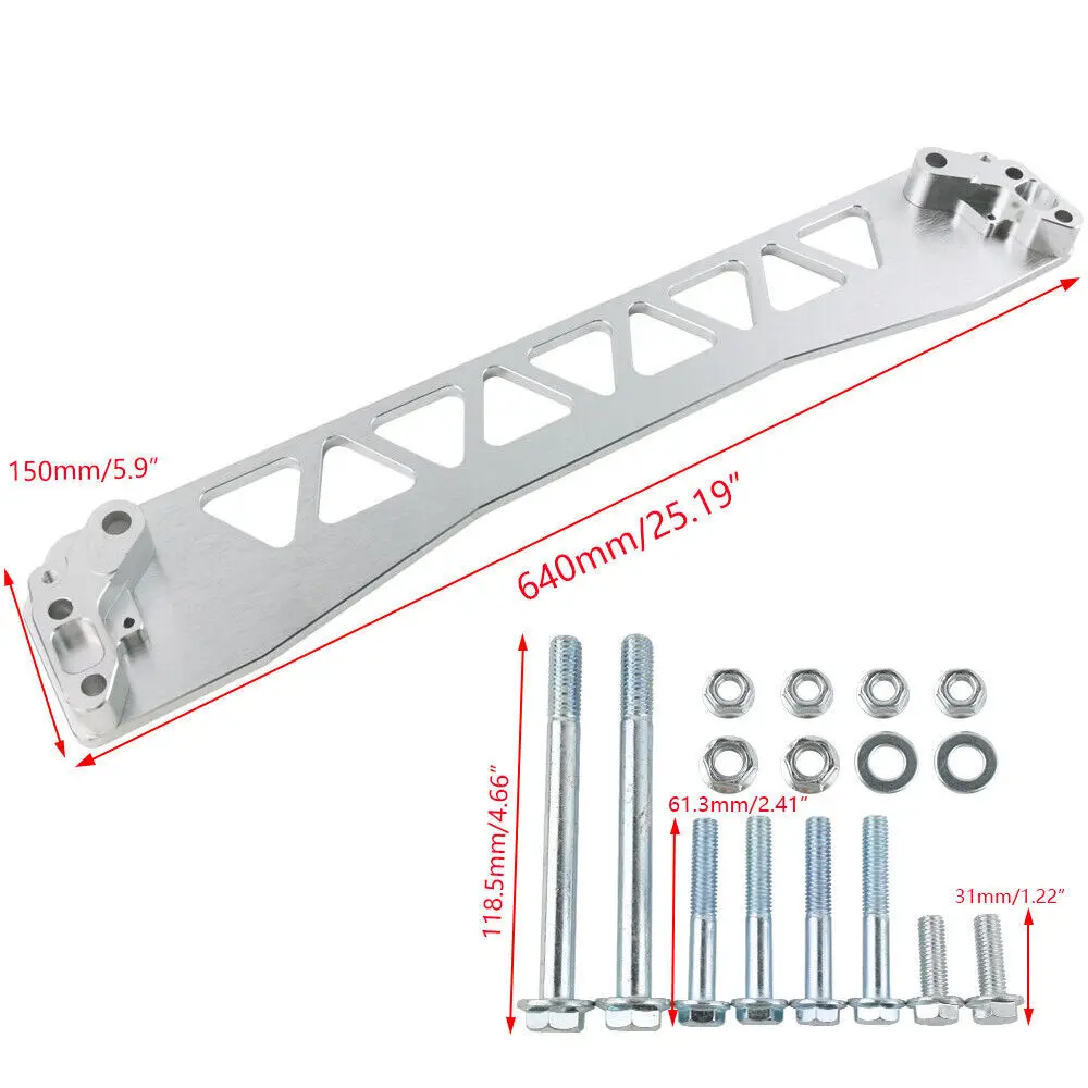 Barra de amarração traseira inferior do subquadro da boleto prata para Honda Civic EK Si DX 1996-2000