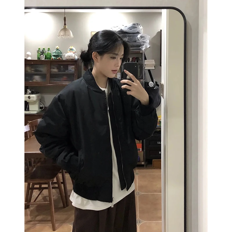 

Bla ort Cotton Jaet Men's Autumn Winter American Retro Flight Jaet High-End Bomber Cotton Clothes Loose Fit Casual Yo...