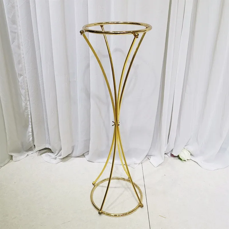 Hochzeitsdekoration: Galvanisierte goldene Eisenvase, Säulen-Trompeten-Blumenständer, Haupttisch-Centerpiece für Event- und Partydekoration, 10 Stück/Los – Detail 6