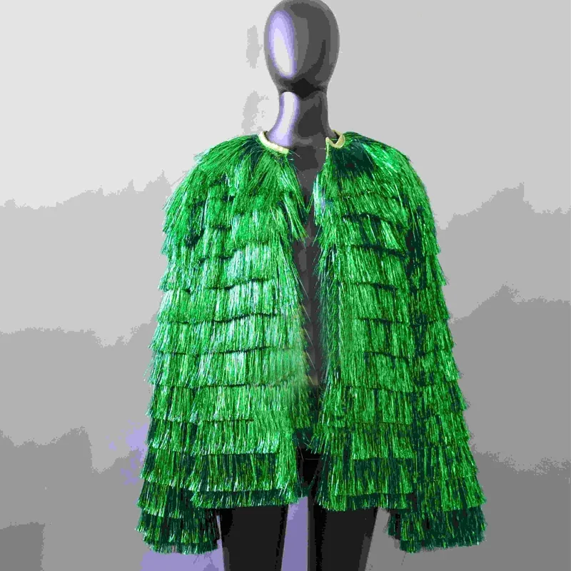 Красочное пальто для джазовых танцев с бахромой, женский костюм танцовщицы Gogo, бар, ночной клуб, Dj Ds, сценическое представление, праздничный наряд