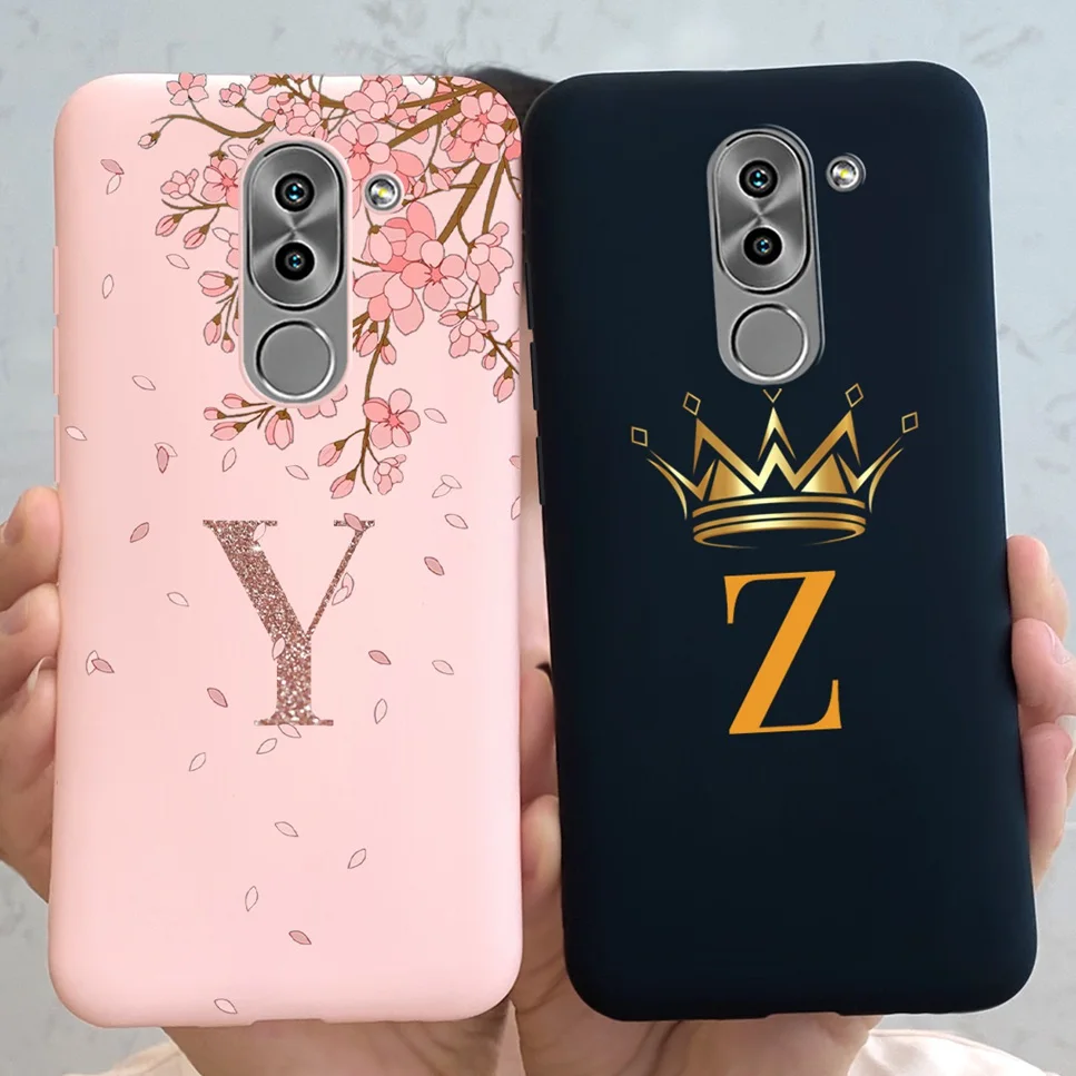 For Huawei Honor 6x Case Luxury Cute 26 Letter Flowers Crown Silicone Back Cover For Honor6x BLN-AL10 BLL-L22 BLN-L21 Phone Case