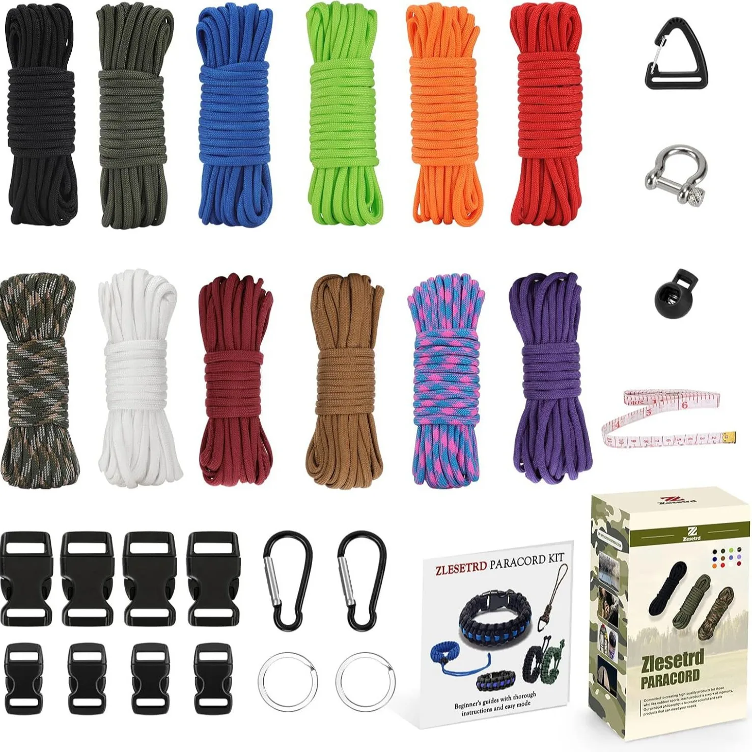 Multi Purpose Outdoor Paracord Rope Wear Resistant Traction Cord Emergency Safety Line For Hiking Camping