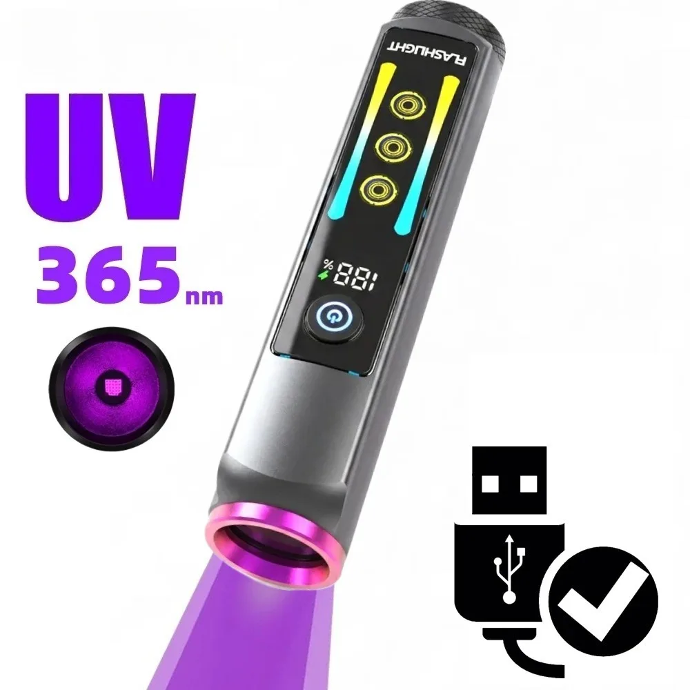 365nm Ultraviolette LED-Taschenlampe, Hochleistungs-Schwarzlichtlampe für UV-Kleber, Geld, Tabak, Wein, Porzellan-Detektion
