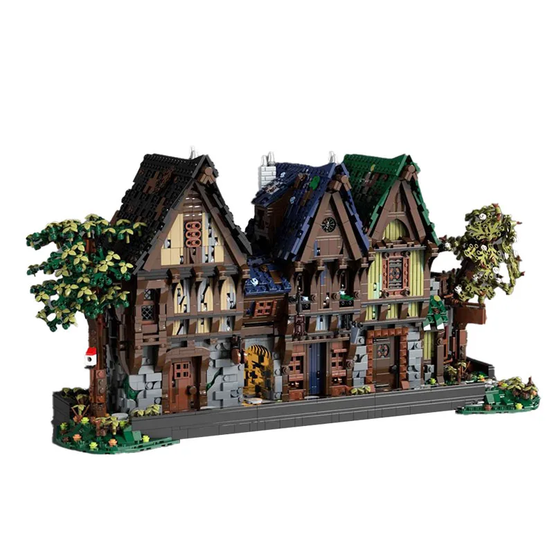 MOC Medieval Church Castle Town Center Architecture Building Blocks Model Street View House Bricks Toys for kids Birthday Gifts