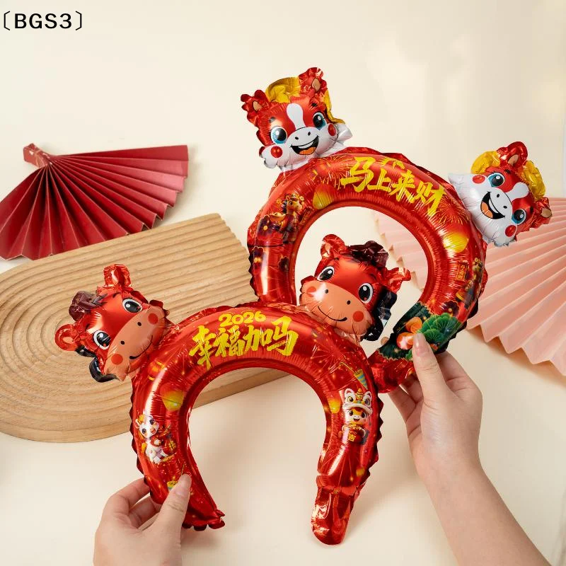 

〔BGS3〕10Pcs Year of the Horse Balloon Headband Childrens Cartoon Party Hair Accessory for New Year Celebration Decor