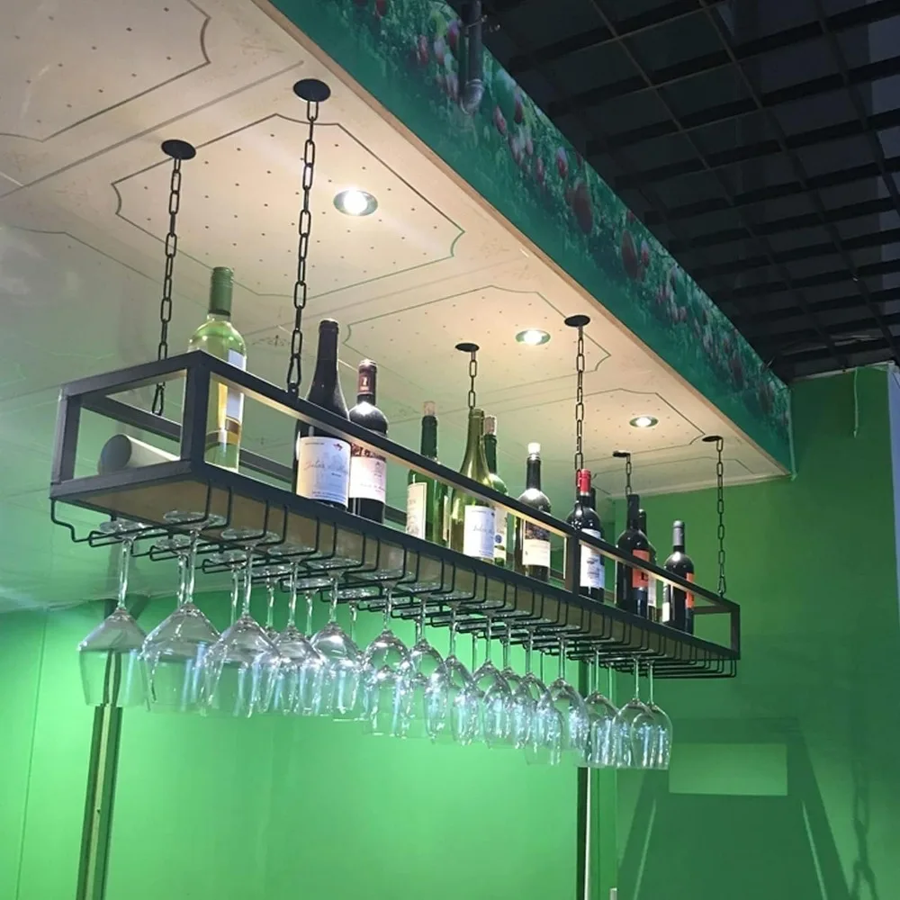 Ceiling Wine Glass Rack - Hanging Wine Rack with Glass Holder and Shelf,Wines Cabinets