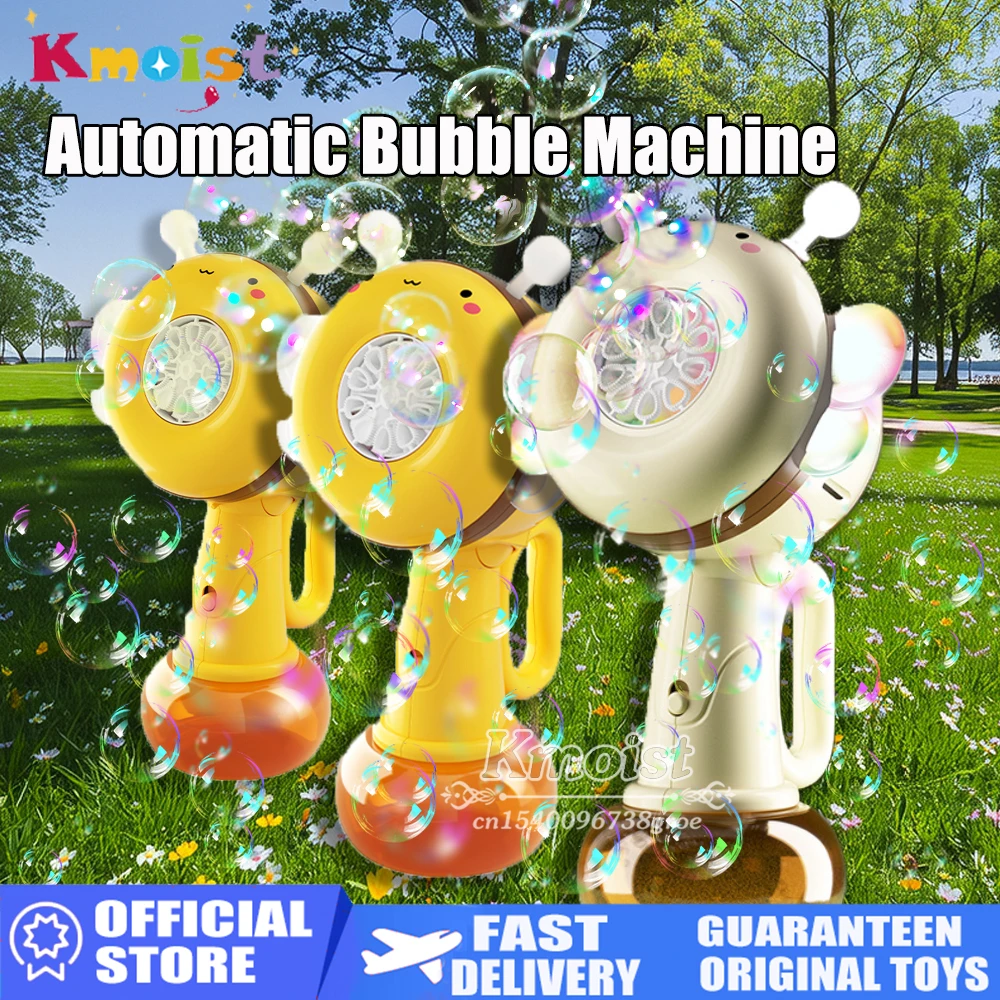 Bubble Machine Toy Electric Automatic Cute Bee Shaking Head with Light Dancing Outdoor Party Bubble Maker Toys Gifts For Kids