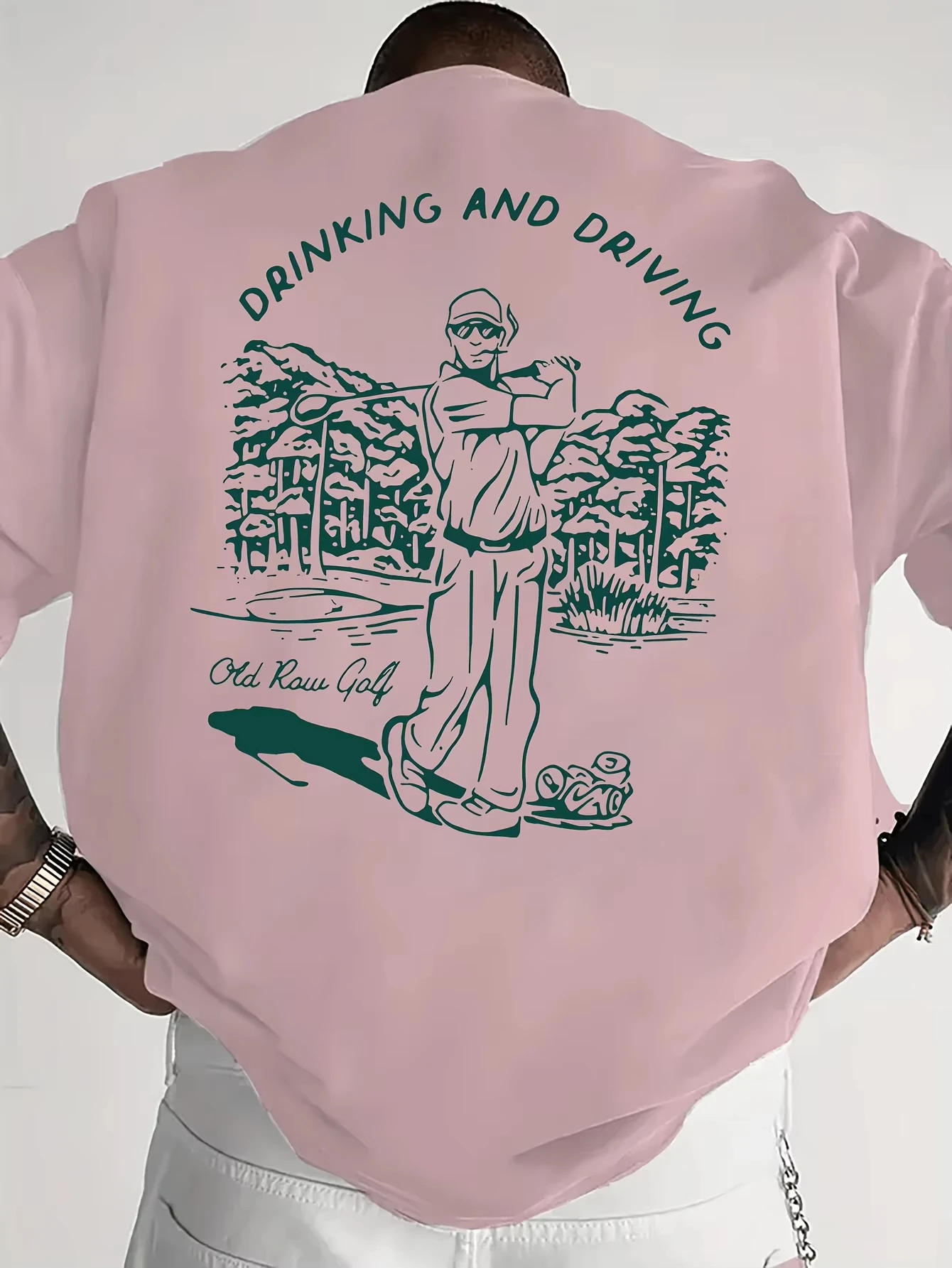 Funny Golf Drinking and Driving Graphic Back Print Tee for Men's and Women's Made of Cotton Perfect for Summer Casual Streetwear