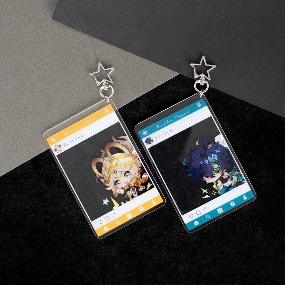 Anime Genshin Impact Sethos Emilie Acrylic Transparent Card Pendant Bag Likable Keychain Mountings Widget Key Ring Cosplay Gift