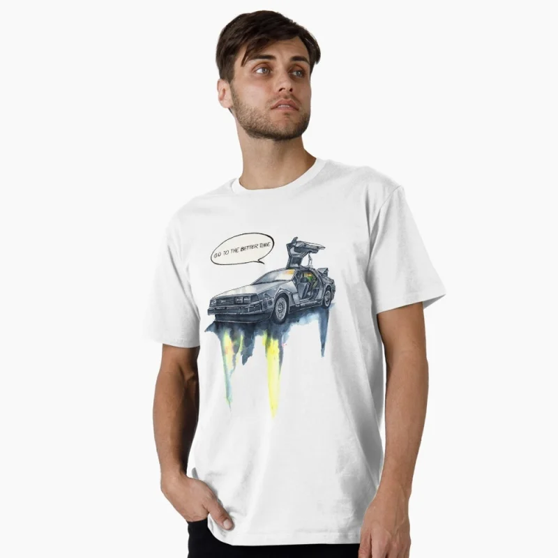 

0324 Back To The Future Retro Sic Fi Gift t shirt Vintage Time Machine DeLorean Graphic Clothes 100% cotton Large size Tops