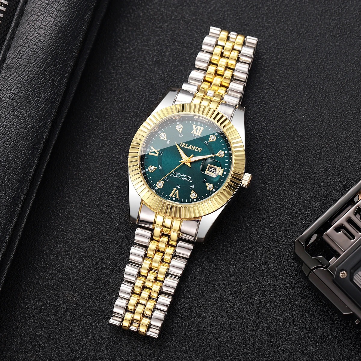 Luxury Stainless Steel Strap Men Business Watches Fashion Rhinestone Men's Calendar Quartz Watch Reloj Hombre (Without Box) image 5