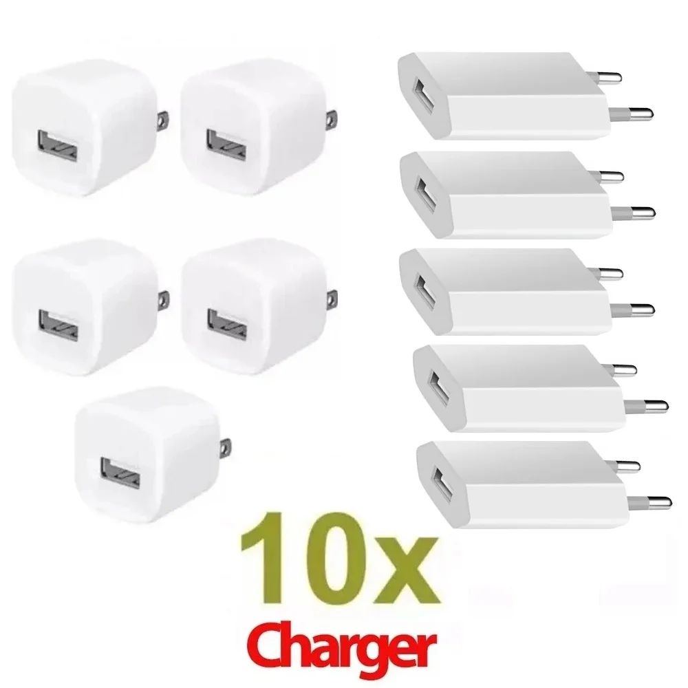 5-10Pcs Universal 5V 1A US Eu AC Home Travel Wall Charger Adapters For IPhone 7 8 11 12 13 14 Samsung htc lg