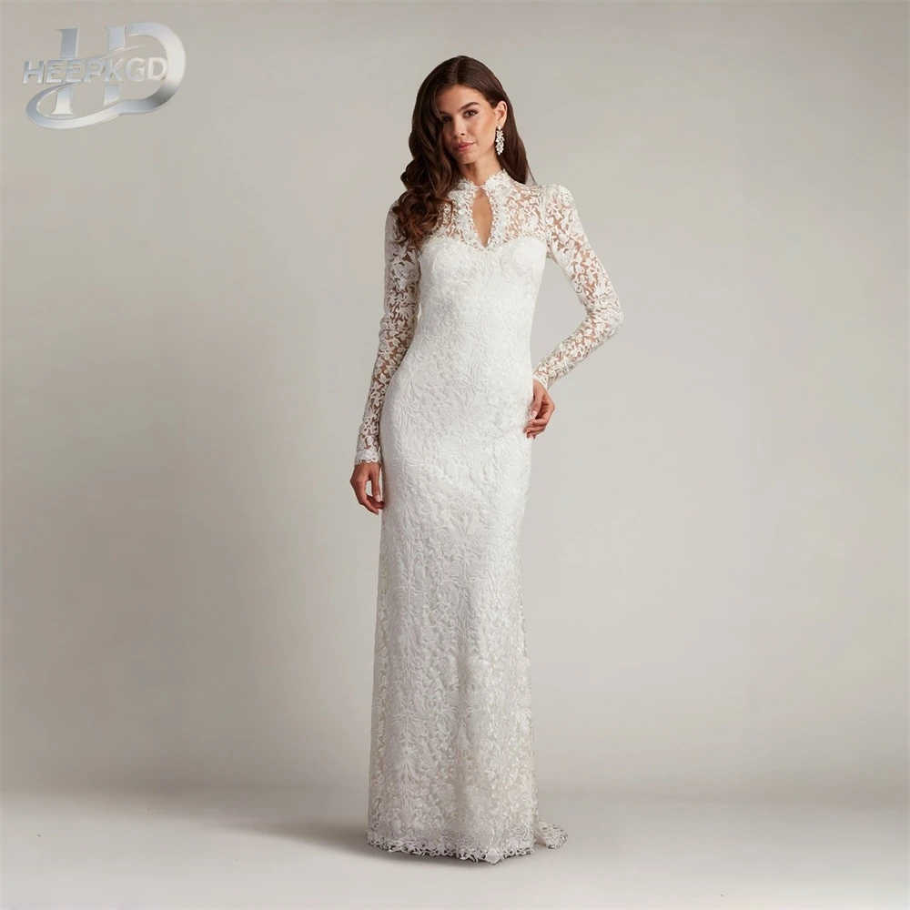 

Classic Long Lace Mermaid Wedding Dress Full Sleeves O Neck Floor Length 2026 High Quality Bridal Gowns For Wedding