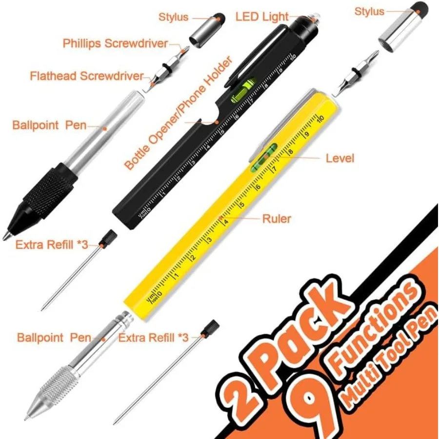 مجموعة أقلام متعددة الأدوات 9 في 1 للرجال: مواد تخزين عملية ومتعددة الاستخدامات لعيد الميلاد وأعياد الميلاد أو فكرة هدايا الفيل الأبيض